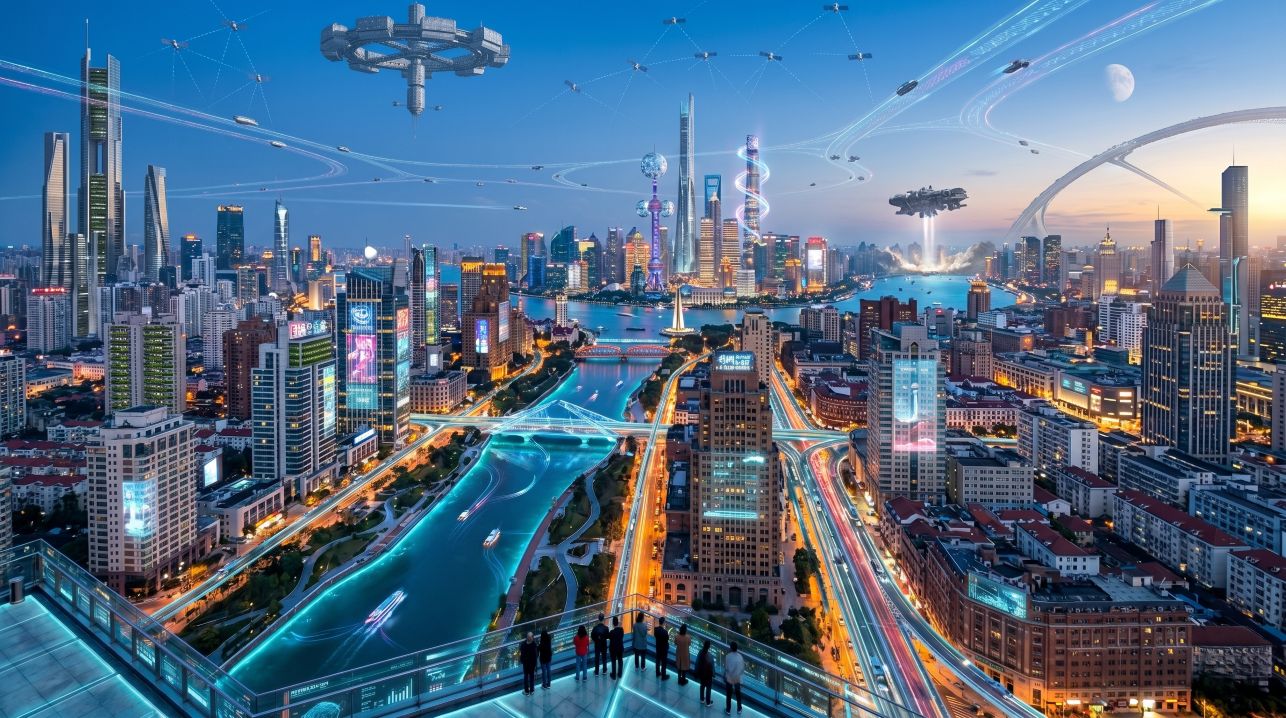 Eine futuristische Großstadt